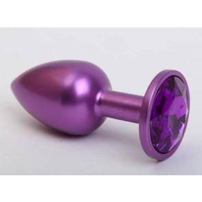 Анальная пробка 4sexdream металл фиолетовая с фиолетовым стразом 7,6х2,8см 47413-5MM