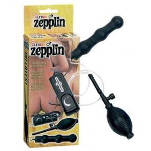 Анальный вибратор Dream Toys Zepplin надувной, латекс, черный, 14 см
