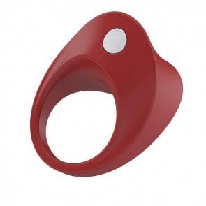 Эрекционное кольцо OVO закругленной формы с ультрасильной вибрацией, силиконовое, красное