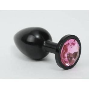 Анальная пробка 4sexdream металл черная с розовым стразом 7,6х2,8см 47412-MM