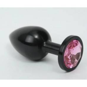 Анальная пробка 4sexdream металл черная с розовым стразом 8,2х3,5см 47411-MM