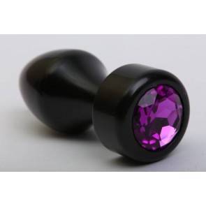 Анальная пробка 4sexdream металл черная с фиолетовым стразом 7,8х2,9см 47440-5MM