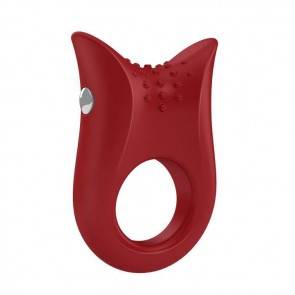 Эрекционное кольцо OVO элегантной и закругленной формы с ультрасильной вибрацией, красное