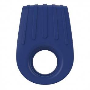 Эрекционное кольцо OVO двойное, инновационной формы с вибрацией, силиконовое, синее