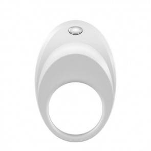 Эрекционное кольцо OVO динамичной и современной формы с ультрасильной вибрацией, силиконовое, белое