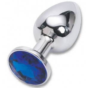 Анальная пробка 4sexdream серебро со вставкой синий страз S 47018-MM
