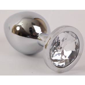 Анальная пробка 4sexdream серебряная с прозрачным кристаллом L 9,5х4см 47064-2-MM