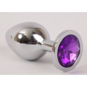 Анальная пробка 4sexdream серебряная с фиолетовым кристаллом 3,4х8,2 47020-1-MM