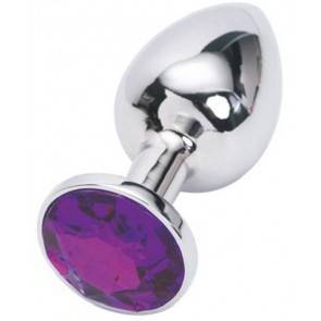 Анальная пробка 4sexdream серебряная с фиолетовым кристаллом S 2,8 х 7,6 47020-MM