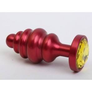 Анальная пробка 4sexdream металл 7,3х2,9см фигурная красная желтый страз 47426-9MM