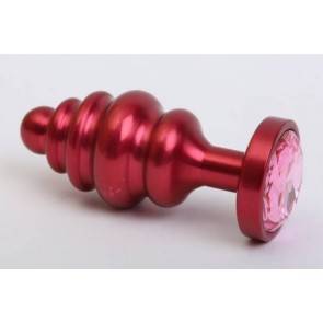 Анальная пробка 4sexdream металл 7,3х2,9см фигурная красная розовый страз 47426-MM