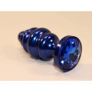 Анальная пробка 4sexdream металл 7,3х2,9см фигурная синяя синий страз 47428-3MM