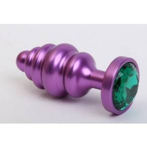Анальная пробка 4sexdream металл 7,3х2,9см фигурная фиолетовая зеленый страз 47429-6MM