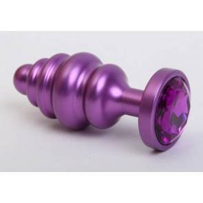 Анальная пробка 4sexdream металл 7,3х2,9см фигурная фиолетовая фиолетовый страз 47429-5MM