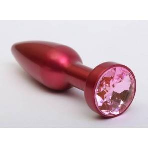 Анальная пробка 4sexdream металл красная с розовым стразом 11,2х2,9см 47199-MM