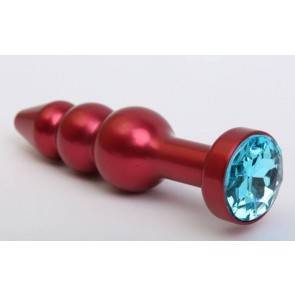 Анальная пробка 4sexdream металл фигурная елочка красная с голубым стразом 11,2х2,9см 47431-1MM