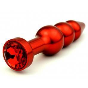 Анальная пробка 4sexdream металл фигурная елочка красная с красным стразом 11,2х2,9см 47431-2MM