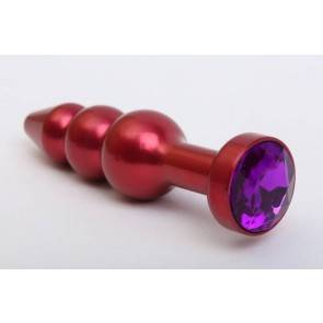 Анальная пробка 4sexdream металл фигурная елочка красная с фиолетовым стразом 11,2х2,9см 47431-5MM