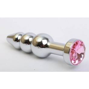 Анальная пробка 4sexdream металл фигурная елочка серебро с розовым стразом 11,2х2,9см 47435-MM