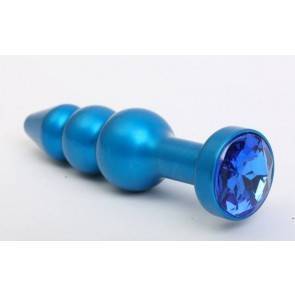 Анальная пробка 4sexdream металл фигурная елочка синяя с синим стразом 11,2х2,9см 47430-3MM