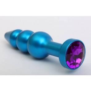 Анальная пробка 4sexdream металл фигурная елочка синяя с фиолетовым стразом 11,2х2,9см 47430-5MM