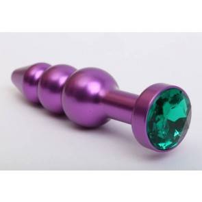 Анальная пробка 4sexdream металл фигурная елочка фиолетовая с зеленым стразом 11,2х2,9см 47433-6MM