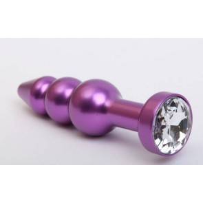 Анальная пробка 4sexdream металл фигурная елочка фиолетовая с прозрачным стразом 11,2х2,9см 47433-4MM