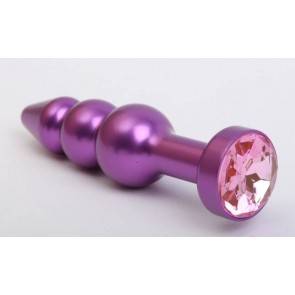 Анальная пробка 4sexdream металл фигурная елочка фиолетовая с розовым стразом 11,2х2,9см 47433-MM