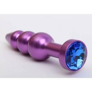 Анальная пробка 4sexdream металл фигурная елочка фиолетовая с синим стразом 11,2х2,9см 47433-3MM