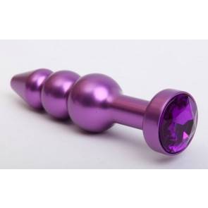 Анальная пробка 4sexdream металл фигурная елочка фиолетовая с фиолетовым стразом 11,2х2,9см 47433-5MM