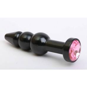 Анальная пробка 4sexdream металл фигурная елочка черная с розовым стразом 11,2х2,9см 47432-MM