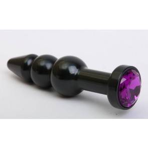 Анальная пробка 4sexdream металл фигурная елочка черная с фиолетовым стразом 11,2х2,9см 47432-5MM