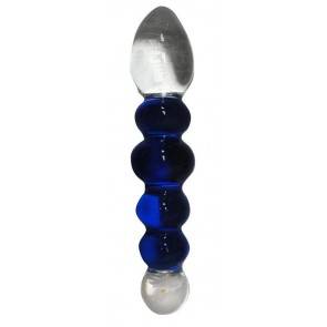 Фаллоимитатор стекло 17,5 см бело-синий