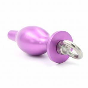 Красивая анальная пробка металл 4sexdream фиолетовая с кольцом 10,4х4,5см 47418-5MM