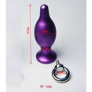 Красивая анальная пробка металл 4sexdream фиолетовая с кольцом 8,7х3,5см 47418-4MM