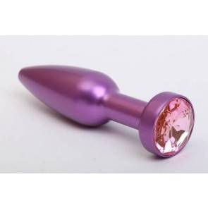 Анальная пробка 4sexdream металл фиолетовая с розовым стразом 11,2х2,9см 47417-MM