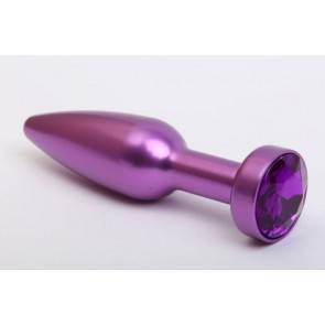 Анальная пробка 4sexdream металл фиолетовая с фиолетовым стразом 11,2х2,9см 47417-5MM