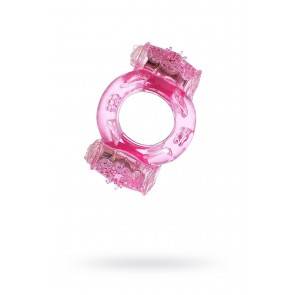 Эрекционное кольцо на пенис с двойной вибрацией, TOYFA, TPE, розовый