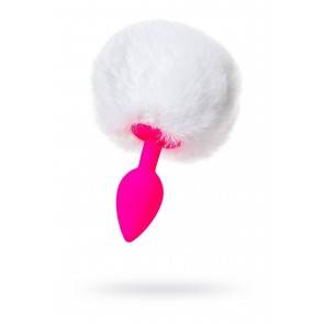 Анальная пробка с хвостом ToDo by Toyfa Sweet bunny, силикон, розово-белый, 13 см, Ø 2,8 см, 43 г