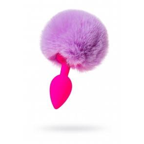 Анальная пробка с хвостом ToDo by Toyfa Sweet bunny, силикон, розово-фиолетовый, 13 см, Ø 2,8 см, 44