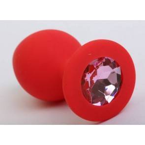 Анальная пробка 4sexdream силиконовая красная с розовым стразом 8,2х3,5см 47403-1MM