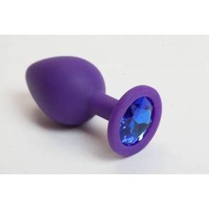 Анальная пробка 4sexdream силиконовая фиолетовая с голубым кристаллом 8,2 х 3,5 47101-MM