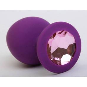 Анальная пробка 4sexdream силиконовая фиолетовая с розовым стразом 8,2х3,5см 47407-1MM