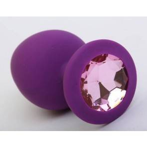 Анальная пробка 4sexdream силиконовая фиолетовая с розовым стразом 9,5х4см 47407-2MM