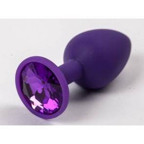 Анальная пробка 4sexdream силиконовая фиолетовая с фиолетовым стразом 7,1 х 2,8 см 47116-MM