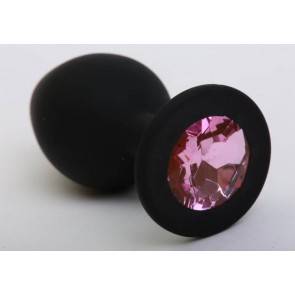 Анальная пробка 4sexdream силиконовая черная с розовым стразом 8,2х3,5см 47409-1MM