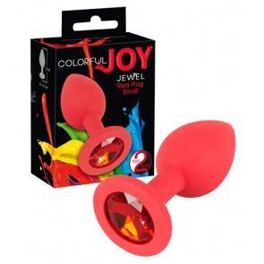Втулка анальная с красным кристаллом Colorful Joy красная
