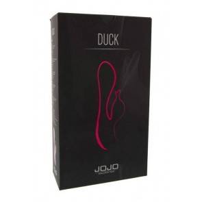 Вибратор с клиторальным стимулятором в форме утки, силикон розовый JOJO Duck
