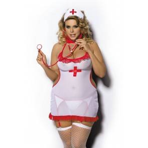 Костюм медсестры для ролевых игр Angels Never Sin Shane (сорочка, головной убор и стринги-пояс с пажами для чулок)