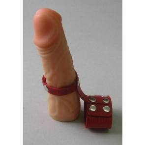 Поводок красный кожаный на пенис диаметром 10 мм на кнопках 3143-2